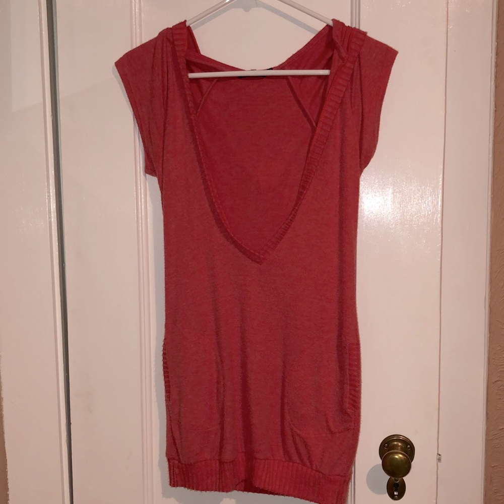 Long red sweater vest